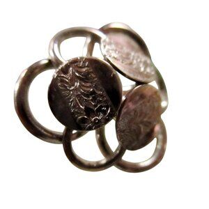 Sara Cove Vintage Ringed Hippy Clip-On Earrings With Engraved Floral Details